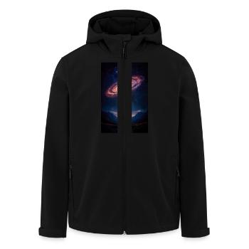 Stargazer Beneath a Cosmic Spiral - Men’s Recycled Softshell Jacket by Stanley/Stella - black - Front - AI Model Male 185 light (185cm)