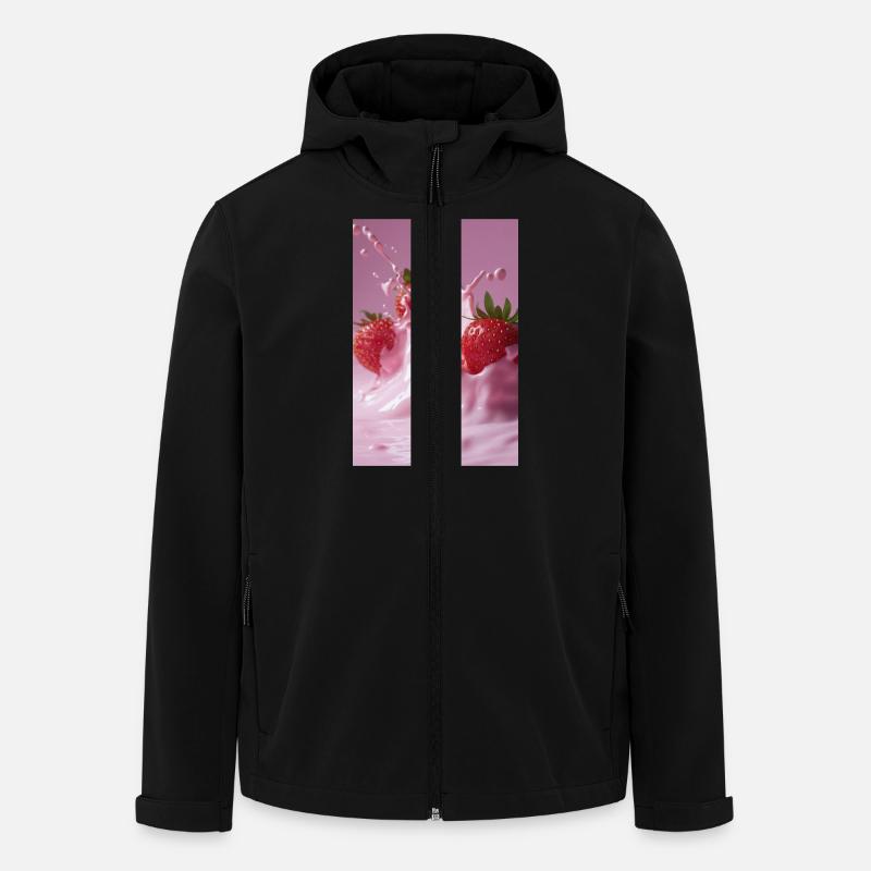 Strawberries in Pink Splash - Men’s Recycled Softshell Jacket by Stanley/Stella - black