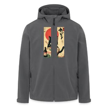 Ramen Katze Retro Poster - Recycelte Männer Softshell-Jacke von Stanley/Stella - Schwarz - Vorne - AI Model Male 185 light (185cm)