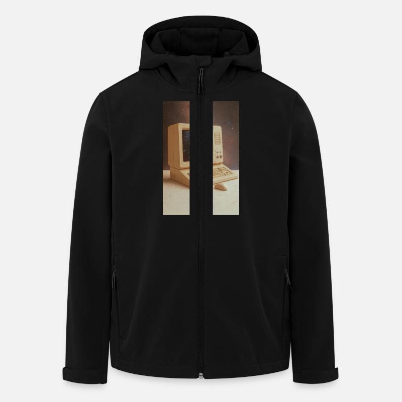 Retro-Computer trifft Weltraum - Recycelte Männer Softshell-Jacke von Stanley/Stella - Schwarz