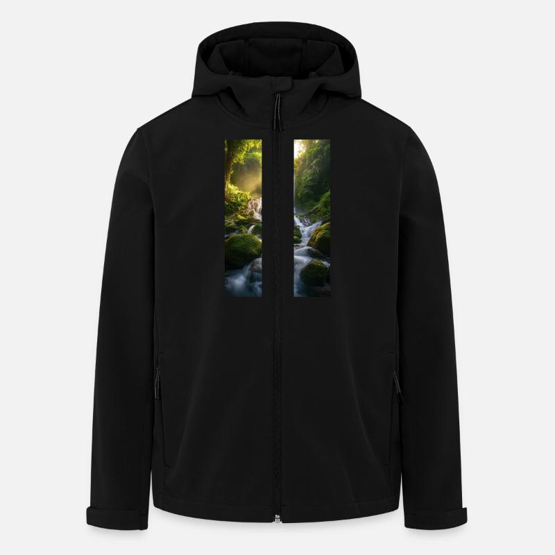 Mystischer Dschungel-Wasserfall - Recycelte Männer Softshell-Jacke von Stanley/Stella - Schwarz