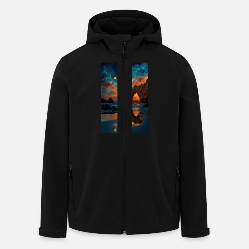 Moonlit Arch Over Ocean - Men’s Recycled Softshell Jacket by Stanley/Stella - black