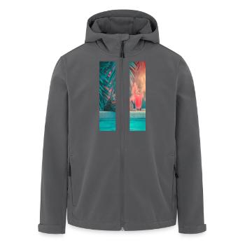 Coole Katze am Pool - Recycelte Männer Softshell-Jacke von Stanley/Stella - Schwarz - Vorne - AI Model Male 185 light (185cm)