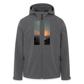 Coucher de soleil cosmique sur les montagnes - Veste softshell homme en polyester recyclé Stanley/Stella - noir - Devant - AI Model Male 185 light (185cm)