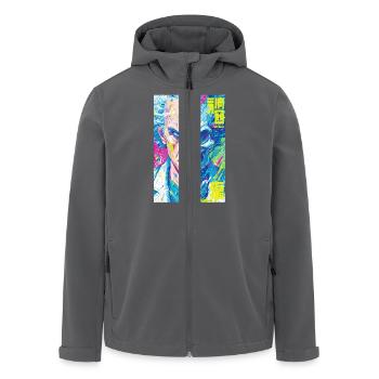 Halb Mensch, halb Schädel Pop Art - Recycelte Männer Softshell-Jacke von Stanley/Stella - Schwarz - Vorne - AI Model Male 185 light (185cm)