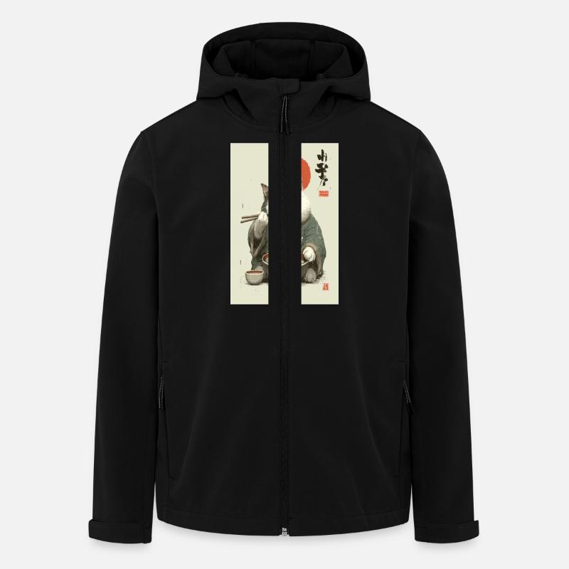 Samurai-Katze schlürft Ramen - Recycelte Männer Softshell-Jacke von Stanley/Stella - Schwarz
