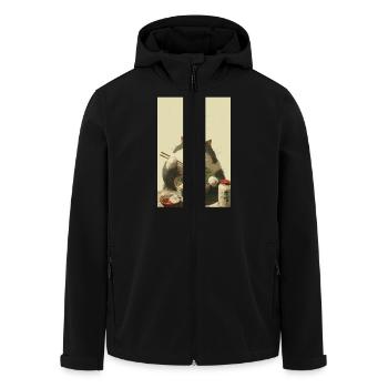 Glückliche Katze liebt Ramen - Recycelte Männer Softshell-Jacke von Stanley/Stella - Schwarz - Vorne - AI Model Male 185 light (185cm)