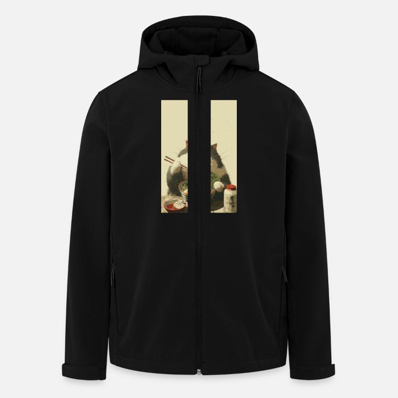 Glückliche Katze liebt Ramen - Recycelte Männer Softshell-Jacke von Stanley/Stella - Schwarz