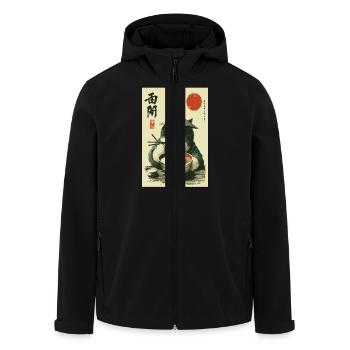 Chat samouraï dégustant des ramen - Veste softshell homme en polyester recyclé Stanley/Stella - noir - Devant - AI Model Male 185 light (185cm)