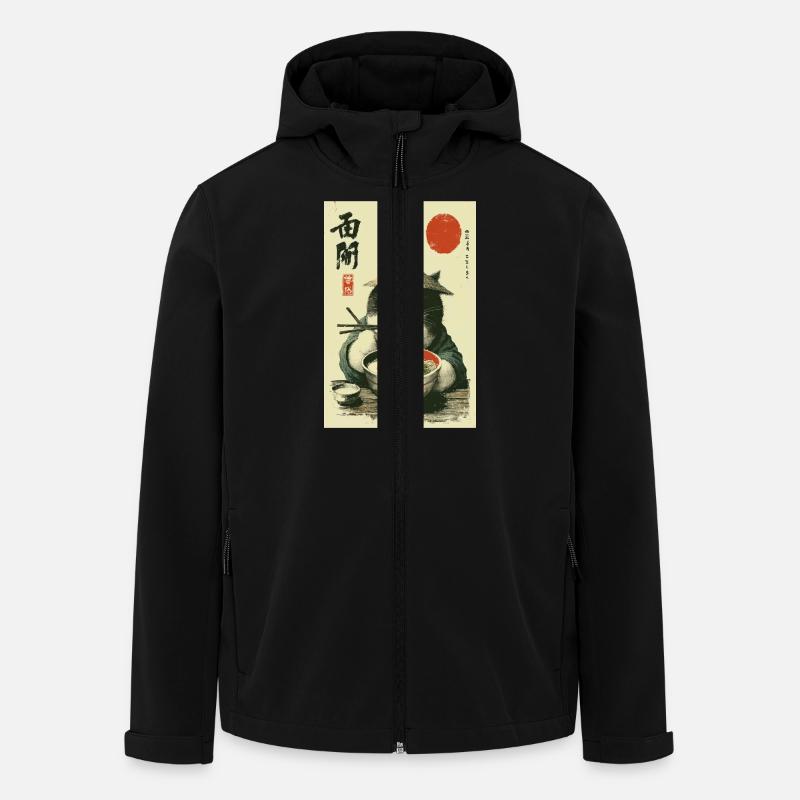 Samurai-Katze genießt Ramen - Recycelte Männer Softshell-Jacke von Stanley/Stella - Schwarz