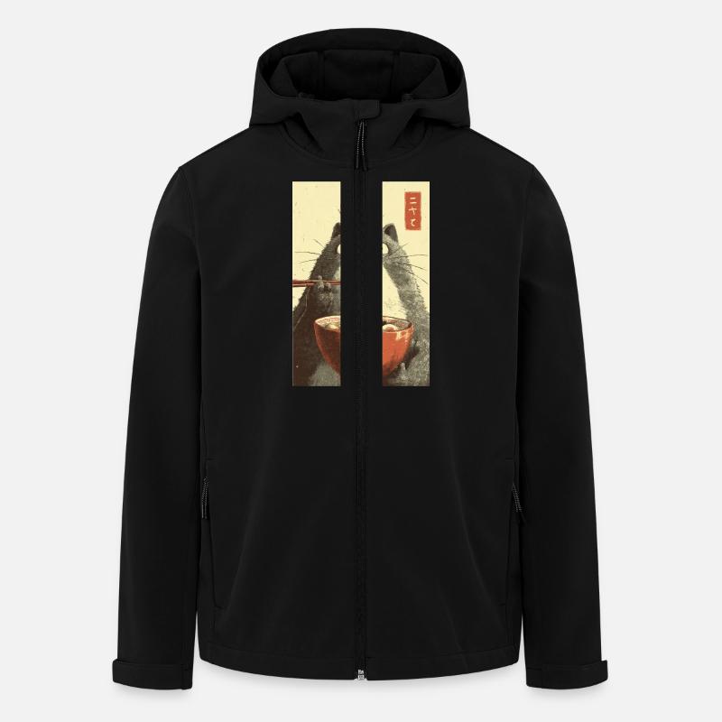 Schockierte Katze isst Ramen - Recycelte Männer Softshell-Jacke von Stanley/Stella - Schwarz