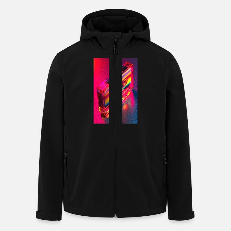 Neon Rainbow Cassette Tape - Men’s Recycled Softshell Jacket by Stanley/Stella - black