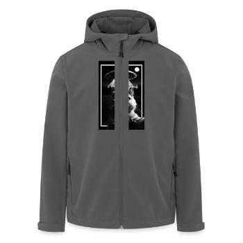 Cat Selfie with UFO – Funny Alien Encounter - Men’s Recycled Softshell Jacket by Stanley/Stella - black - Front - AI Model Male 185 light (185cm)
