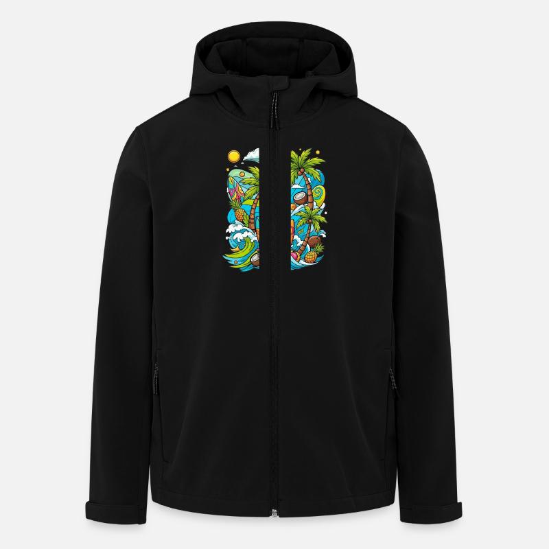Tropical holiday pattern - Men’s Recycled Softshell Jacket by Stanley/Stella - black