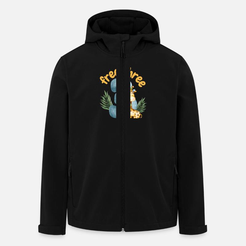 Free Three Giraffe Safari - Men’s Recycled Softshell Jacket by Stanley/Stella - black