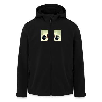 CurlBear – Der Hantel-Champion - Recycelte Männer Softshell-Jacke von Stanley/Stella - Schwarz - Vorne - AI Model Male 185 light (185cm)
