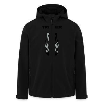 Trucker  Brust - Recycelte Männer Softshell-Jacke von Stanley/Stella - Schwarz - Vorne - AI Model Male 185 light (185cm)