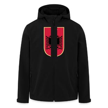 Coat_of_Arms_of_Albania - Recycelte Männer Softshell-Jacke von Stanley/Stella - Schwarz - Vorne - AI Model Male 185 light (185cm)