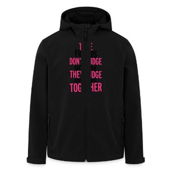 True Friends - Men’s Recycled Softshell Jacket by Stanley/Stella - black - Front - AI Model Male 185 light (185cm)