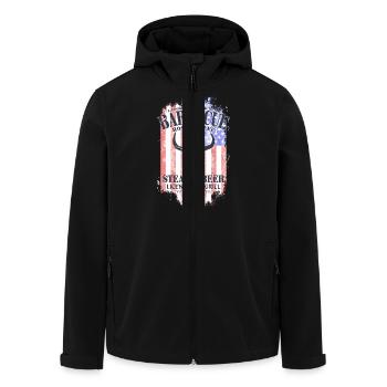 Barbecue - BBQ - USA Buffalo - Recycelte Männer Softshell-Jacke von Stanley/Stella - Schwarz - Vorne - AI Model Male 185 light (185cm)