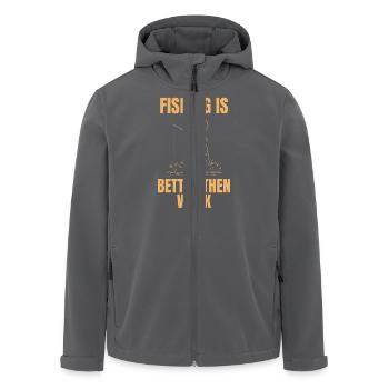 La pêche est plus efficace que le travail - Stickman Angler - Veste softshell homme en polyester recyclé Stanley/Stella - charbon - Devant - AI Model Male 185 light (185cm)