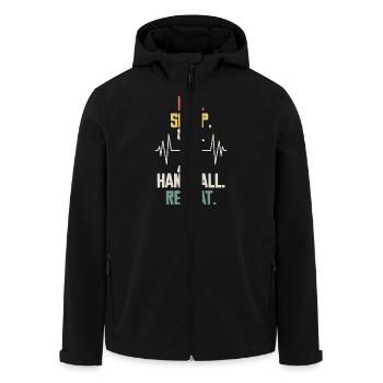 Eat Sleep Handball Repeat - Sportliches Design für - Recycelte Männer Softshell-Jacke von Stanley/Stella - Schwarz - Vorne - AI Model Male 185 light (185cm)