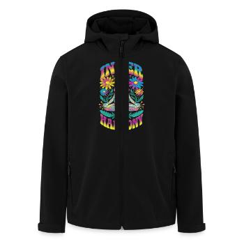 Innerer Harmonie Frosch mit Blumen für ein Yoga - Recycelte Männer Softshell-Jacke von Stanley/Stella - Schwarz - Vorne - AI Model Male 185 light (185cm)