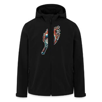 Badminton - Men’s Recycled Softshell Jacket by Stanley/Stella - black - Front - AI Model Male 185 light (185cm)
