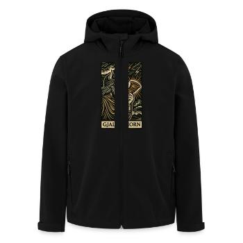 Gjallarhorn – Horn of Ragnarok Viking Tarot Art - Men’s Recycled Softshell Jacket by Stanley/Stella - black - Front - AI Model Male 185 light (185cm)