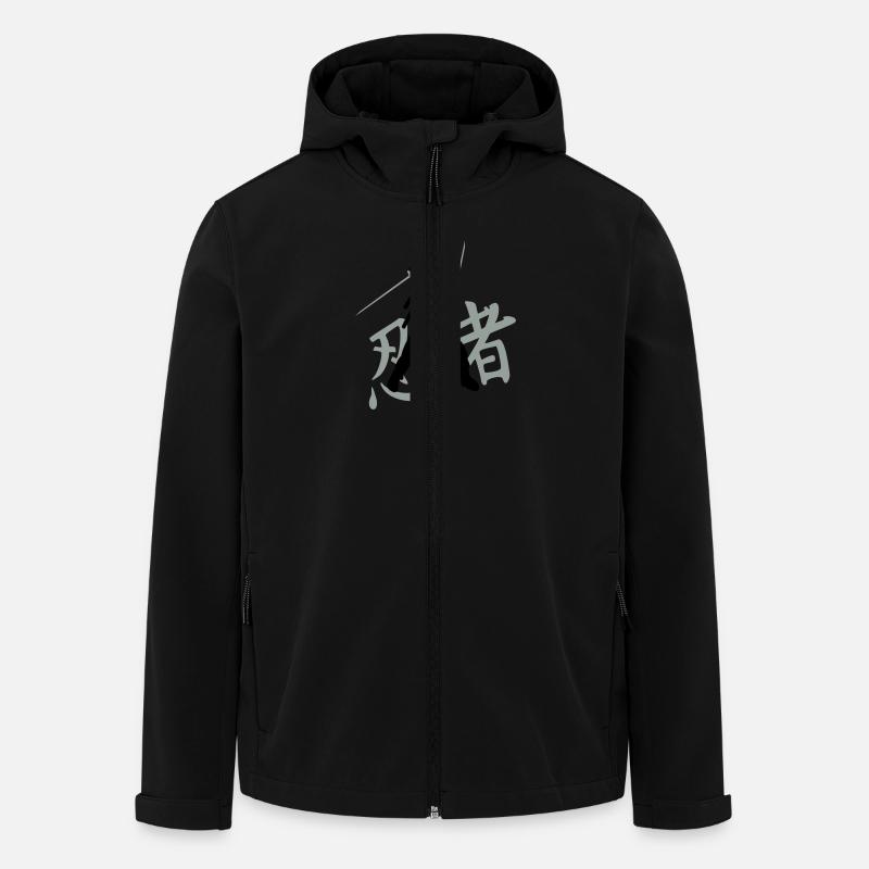 ninja kanji (A, 3c) - Veste softshell homme en polyester recyclé Stanley/Stella - noir
