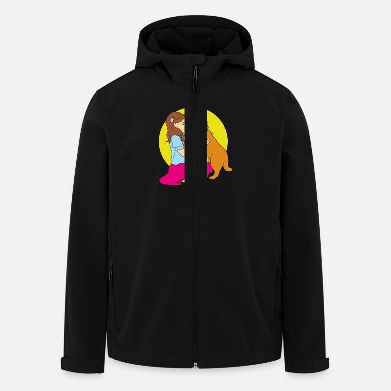 Fille jouant avec un chien - Veste softshell homme en polyester recyclé Stanley/Stella - noir