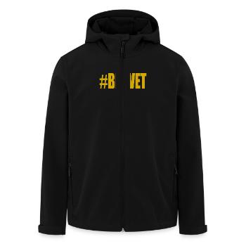 FERRY. BACCALAUREAT. PATENT. DNB. EXAMINATION. WELL DONE - Men’s Recycled Softshell Jacket by Stanley/Stella - black - Front - AI Model Male 185 light (185cm)