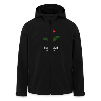 The moon calf in the UFO in white - Men’s Recycled Softshell Jacket by Stanley/Stella - black - Front - AI Model Male 185 light (185cm)