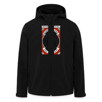 Shenanigans - mountain biking - Men’s Recycled Softshell Jacket by Stanley/Stella - black - Front - AI Model Male 185 light (185cm)