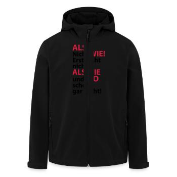 ALS! Nicht WIE! Erst recht nicht ALS WIE und WO sc - Recycelte Männer Softshell-Jacke von Stanley/Stella - Schwarz - Vorne - AI Model Male 185 light (185cm)