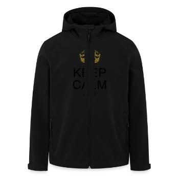 KEEP-CALM-SHIRTS.com ... YOUR TEXT - Men’s Recycled Softshell Jacket by Stanley/Stella - black - Front - AI Model Male 185 light (185cm)