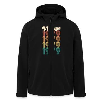 Vintage 1979 40. Geburtstag Geschenk Retro Bday - Recycelte Männer Softshell-Jacke von Stanley/Stella - Schwarz - Vorne - AI Model Male 185 light (185cm)