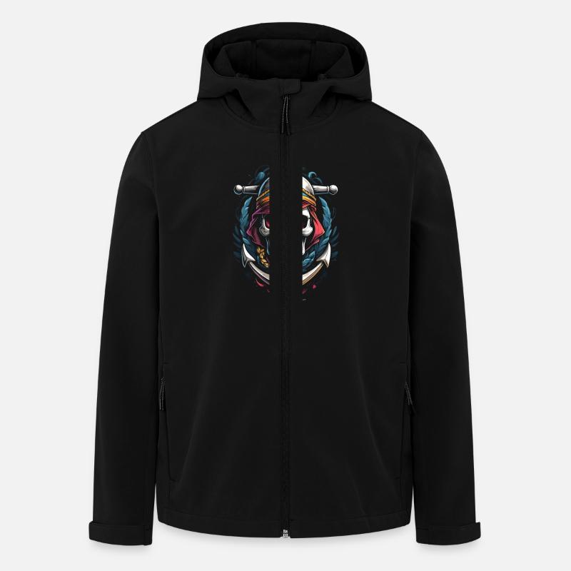 Navy Anchor Skull - Men’s Recycled Softshell Jacket by Stanley/Stella - black