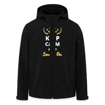 Keep Calm and Smile On - Men’s Recycled Softshell Jacket by Stanley/Stella - black - Front - AI Model Male 185 light (185cm)