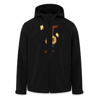 Lettre i tournesol papillon - Veste softshell homme en polyester recyclé Stanley/Stella - noir - Devant - AI Model Male 185 light (185cm)