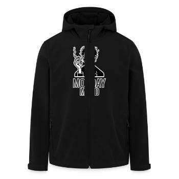 Homme caféiné fumant une cigarette - Monday Mood - Veste softshell homme en polyester recyclé Stanley/Stella - noir - Devant - AI Model Male 185 light (185cm)