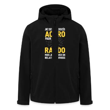 t shirt humor hiking addicted rando man gift - Men’s Recycled Softshell Jacket by Stanley/Stella - black - Front - AI Model Male 185 light (185cm)
