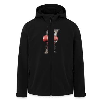 BOXING CAT - Men’s Recycled Softshell Jacket by Stanley/Stella - black - Front - AI Model Male 185 light (185cm)