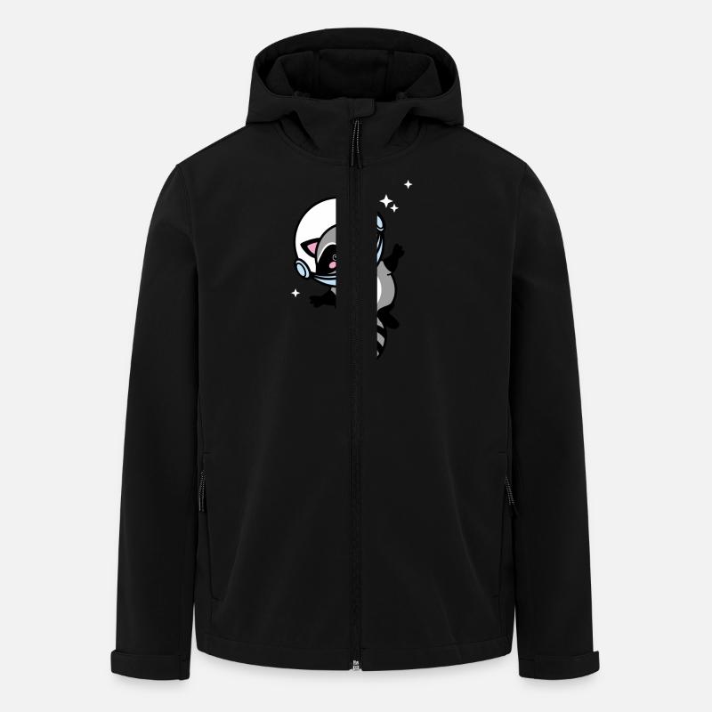 Waschbär im Weltall - Recycelte Männer Softshell-Jacke von Stanley/Stella - Schwarz