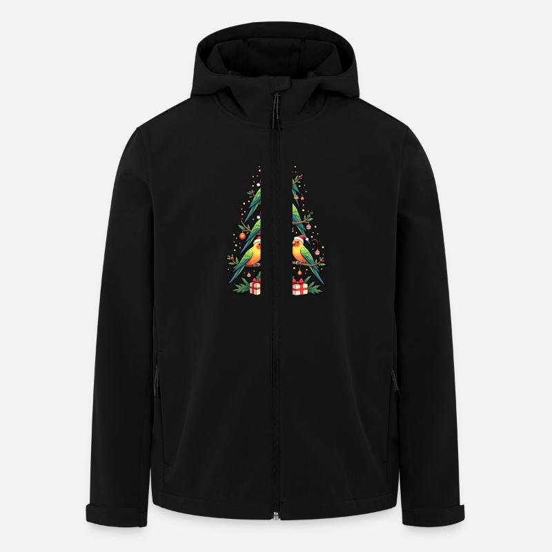 Wellensittich Vogel Weihnachtsbaum - Recycelte Männer Softshell-Jacke von Stanley/Stella - Schwarz