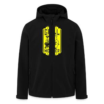 Grillmeister Ferkel Grillen - Recycelte Männer Softshell-Jacke von Stanley/Stella - Schwarz - Vorne - AI Model Male 185 light (185cm)