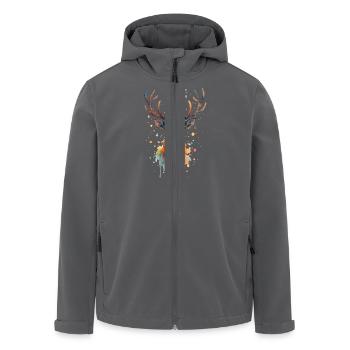 hirsch aquarell - Recycelte Männer Softshell-Jacke von Stanley/Stella - Schwarz - Vorne - AI Model Male 185 light (185cm)