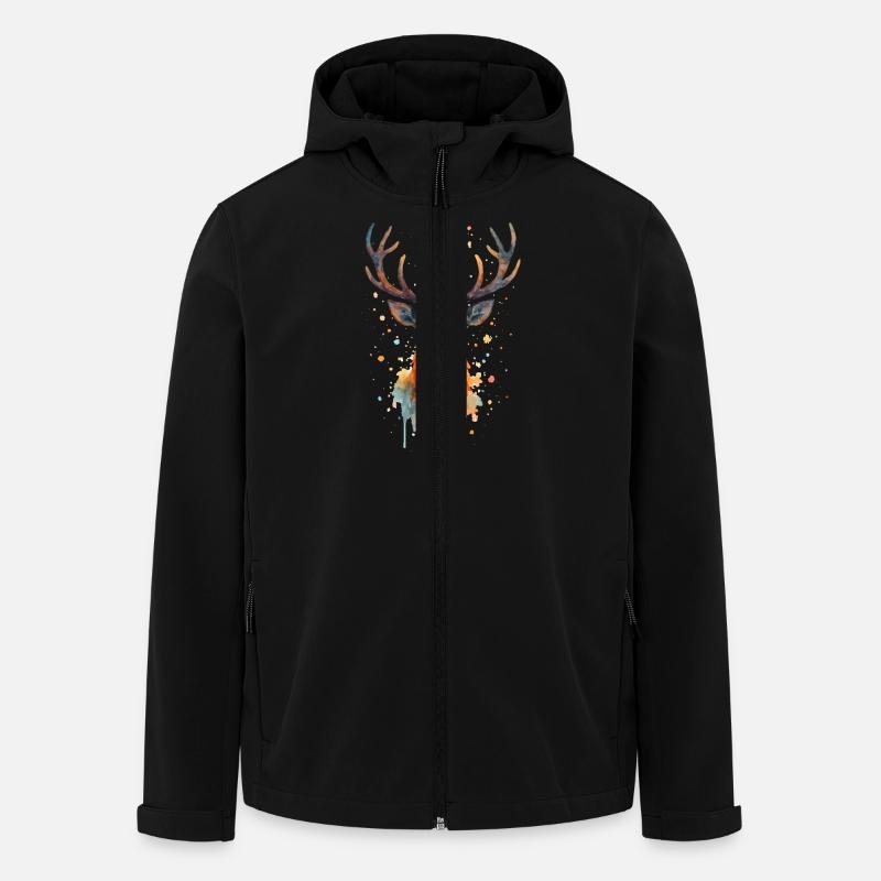 hirsch aquarell - Recycelte Männer Softshell-Jacke von Stanley/Stella - Schwarz