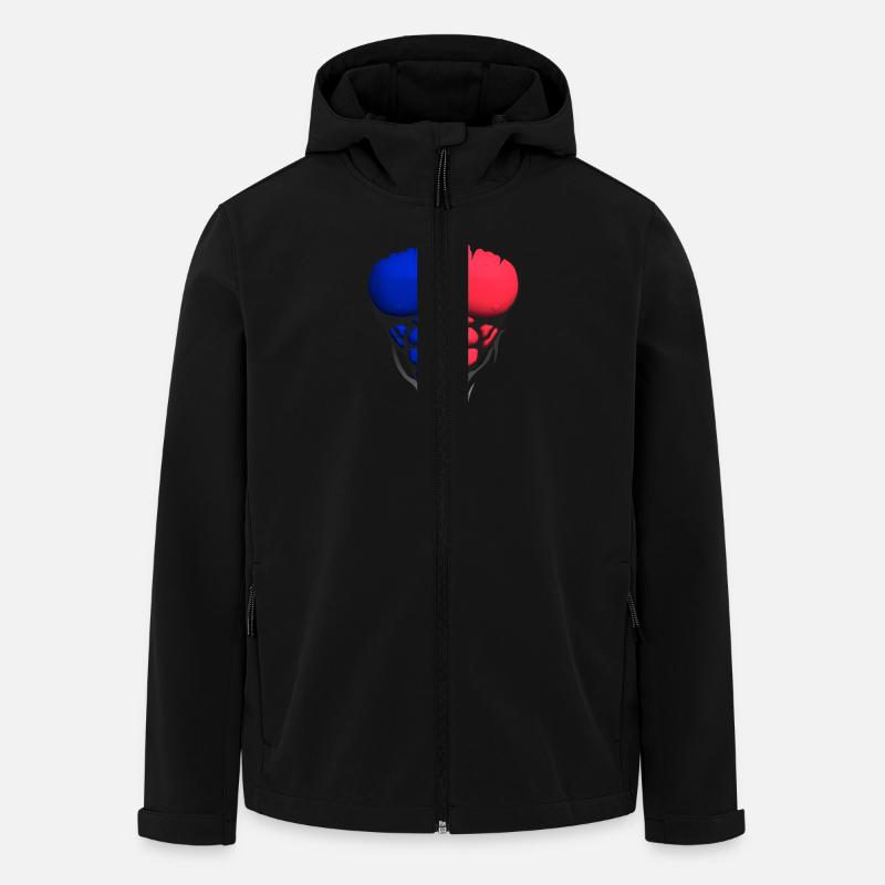 francais drapeau torse corps muscle abdo - Veste softshell homme en polyester recyclé Stanley/Stella - noir