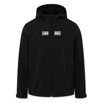 cross - Men’s Recycled Softshell Jacket by Stanley/Stella - black - Front - AI Model Male 185 light (185cm)